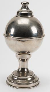 Appraisal: Handkerchief Burning Globe English ca Nickel-plated brass vase transforms a