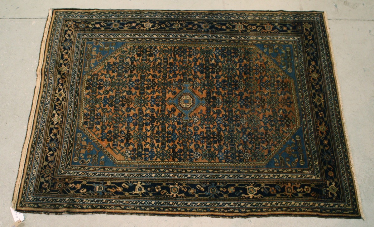 Appraisal: ORIENTAL RUG HAMADAN ' x ' Small central geometric element