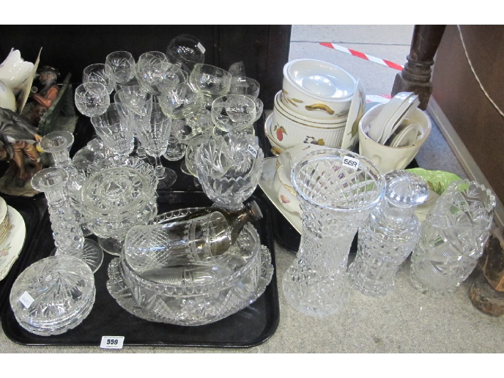 Appraisal: Two trays of crystal and cut glass and a tray