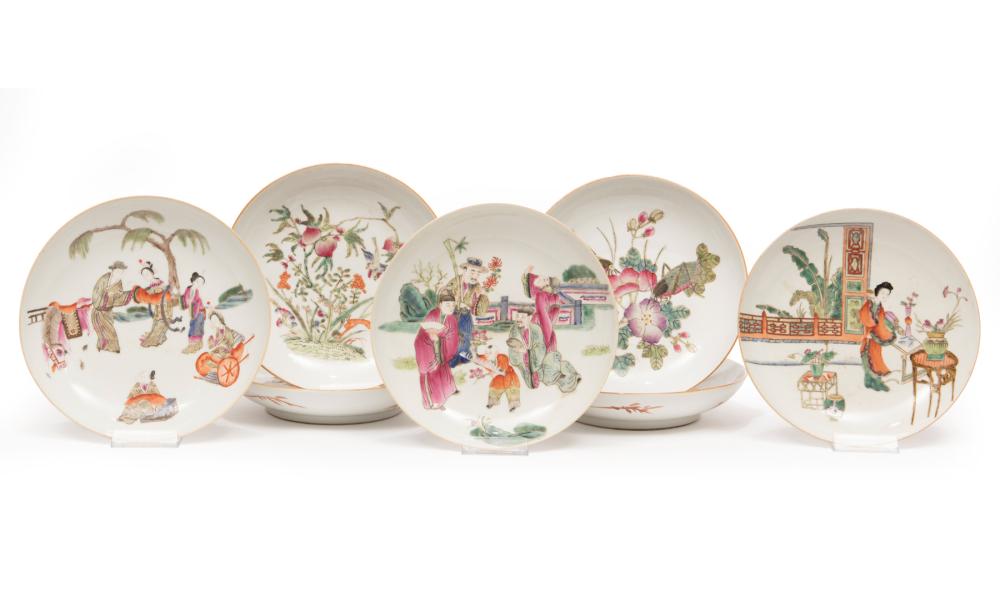 Appraisal: Seven Chinese Famille Rose Porcelain Dishes th c variously decorated