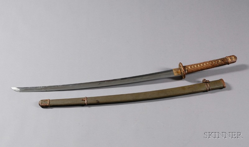 Appraisal: Japanese Sword WWII arsenal made gunto military issue mounts blade