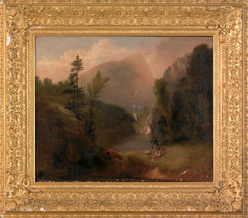 Appraisal: Alvan Fisher American - oil on canvas landscape with a