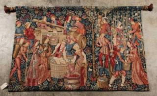 Appraisal: DECORATIVE WOVEN TAPESTRY WITH HANGING ROD ' H X '