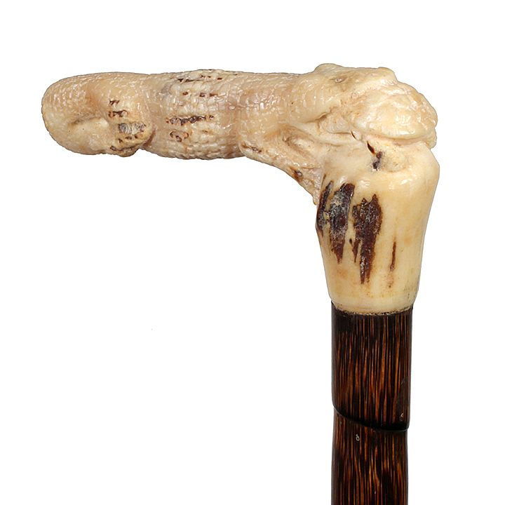 Appraisal: Stag Gator Cane Early th century- An interesting carving a