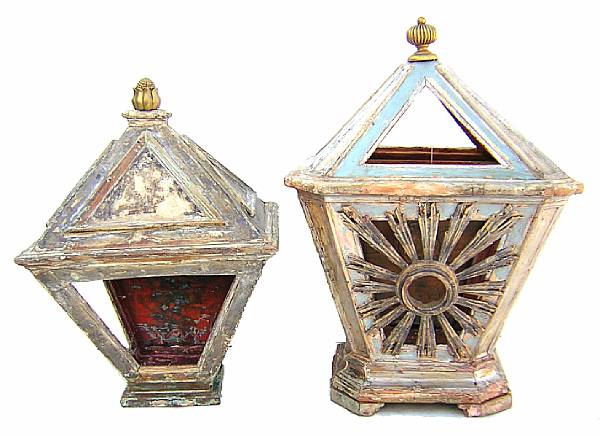 Appraisal: A group of two Italian paint decorated reliquaries height of