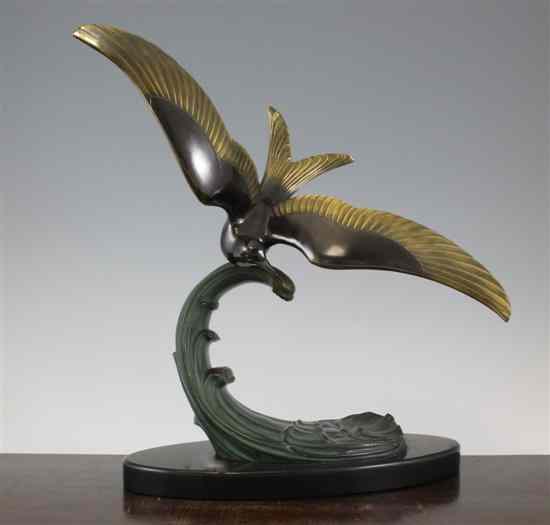 Appraisal: Trebig An Art Deco bronze model of a seagull on