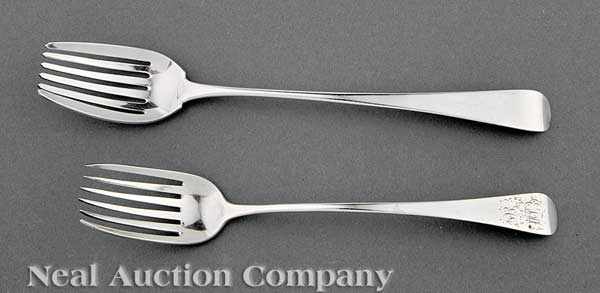 Appraisal: A Pair of Georgian Sterling Silver Serving Forks one London