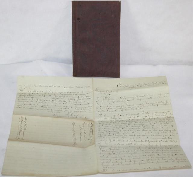 Appraisal: CONFEDERATE CIVIL WAR QUARTERMASTER DOCUMENT ANDBOOK THE DOCUMENT IS GENERAL