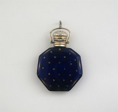 Appraisal: A th century French silvergilt mounted blue glass octagonal scent