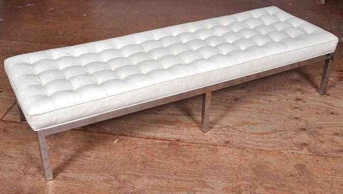 Appraisal: WHITE LEATHER CHAISE LOUNGE WHITE LEATHER CHAISE LOUNGE