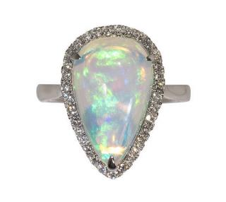 Appraisal: Opal diamond and k white gold ring Opal diamond and