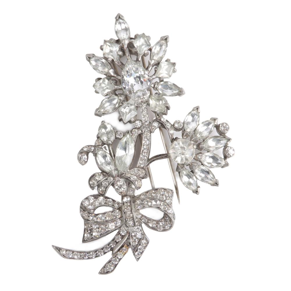 Appraisal: Eisenberg Original floral spray pin clip with large crystals and