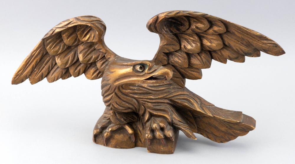 Appraisal: CARVED WOODEN SPREAD-WING EAGLE TH CENTURY HEIGHT WIDTH CARVED WOODEN