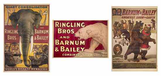 Appraisal: A Collection of Seven Barnum and Bailey Posters depicting various