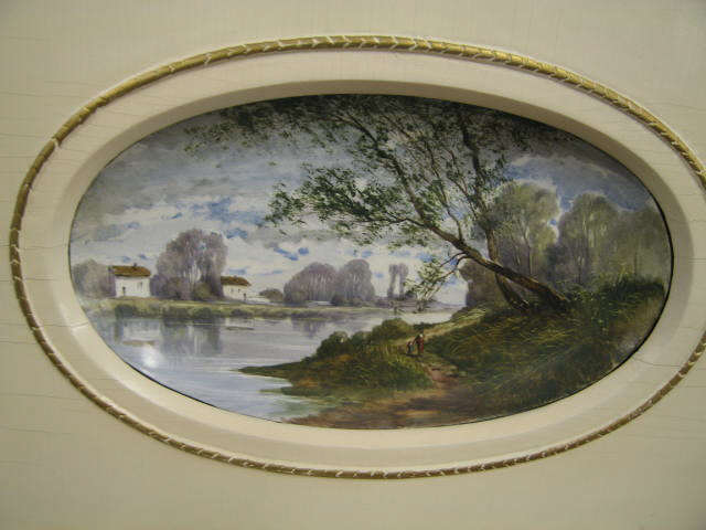 Appraisal: Victorian Painting on Porcelain Plaque landscape with figures along the