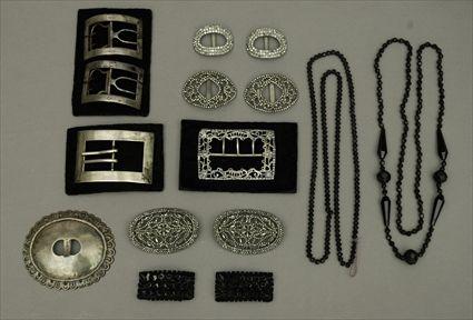 Appraisal: Assorted English and Continental Shoe BucklesTogether with two amethyst glass