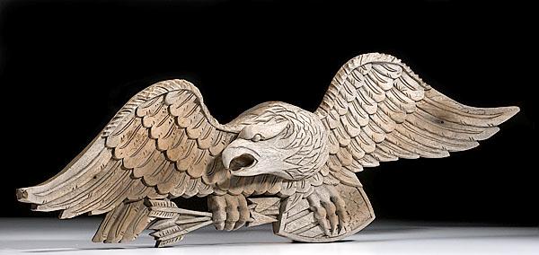 Appraisal: AMERICAN FOLK ART CARVED EAGLE PLAQUE ca - of cypress