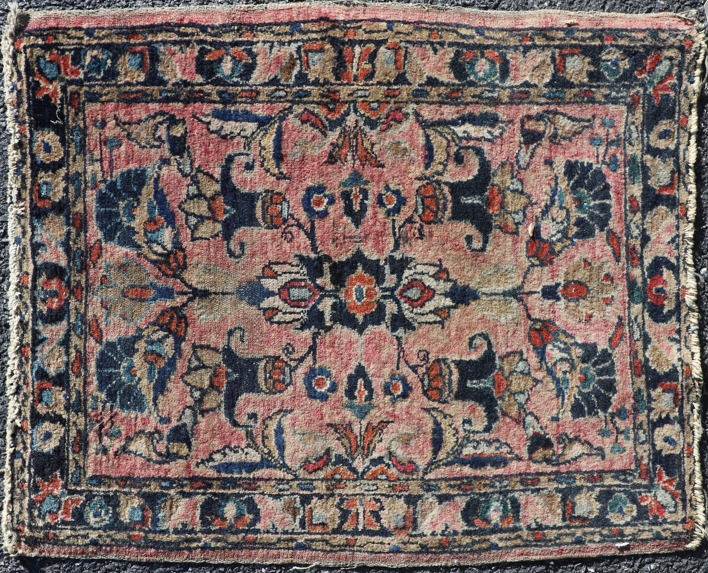 Appraisal: ' X ' Old Persian Hamadan Rug wear loose binding