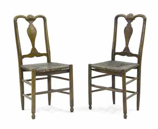 Appraisal: A Pair of American Pine Side Chairs each having a