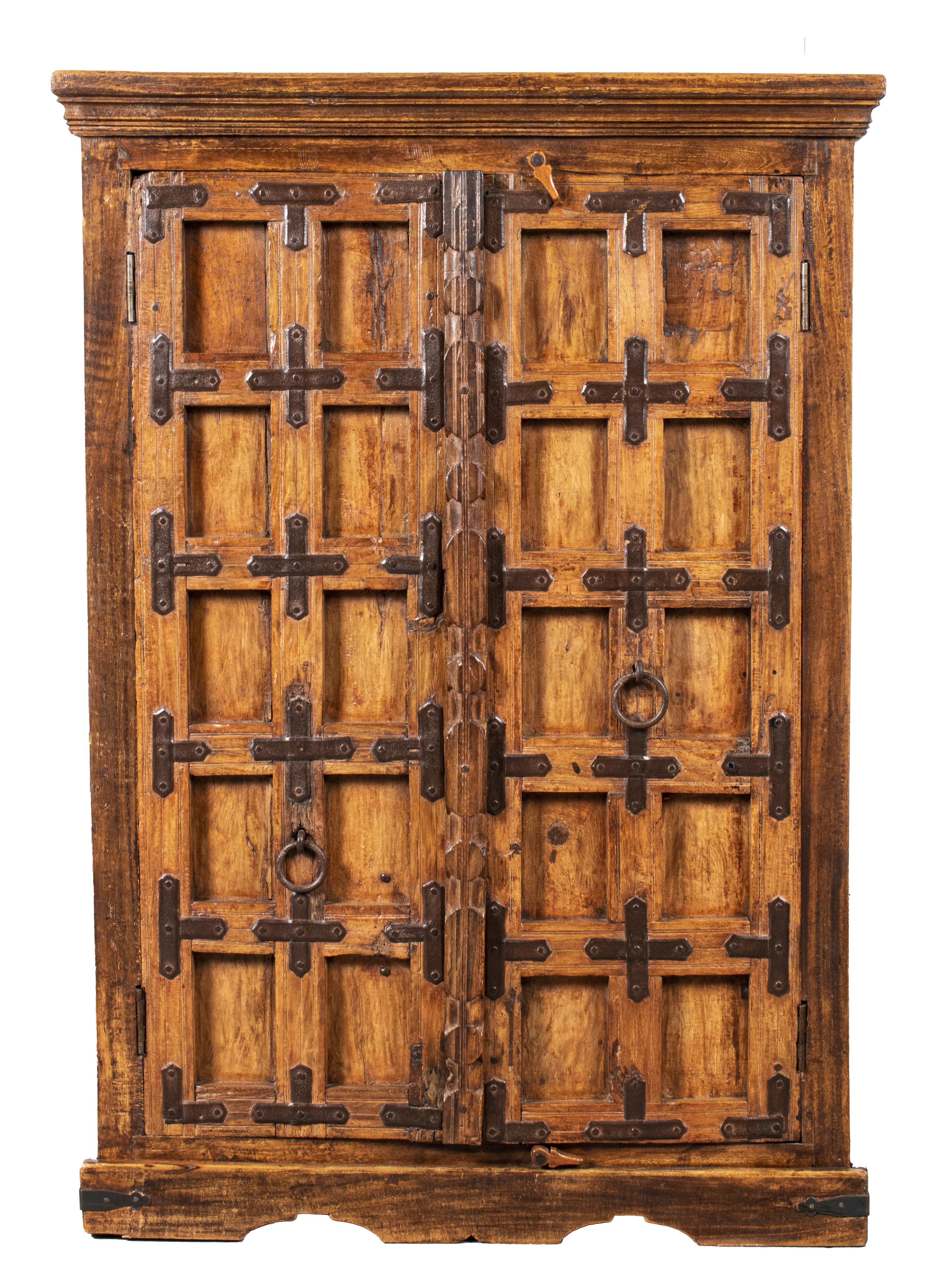 Appraisal: CONTINENTAL IRON MOUNTED WOOD CABINET Continental iron mounted wood cabinet