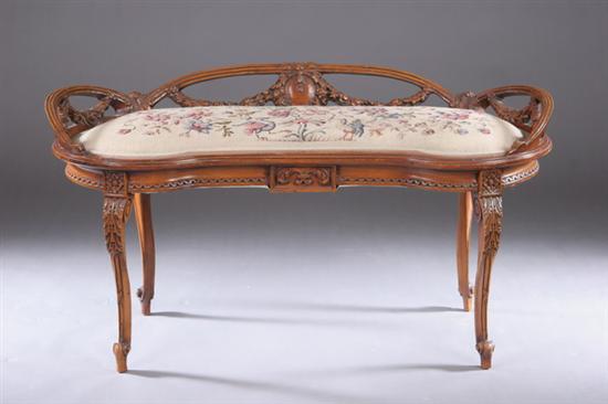 Appraisal: LOUIS XVI -STYLE UPHOLSTERED FRUITWOOD BENCH Late th early th