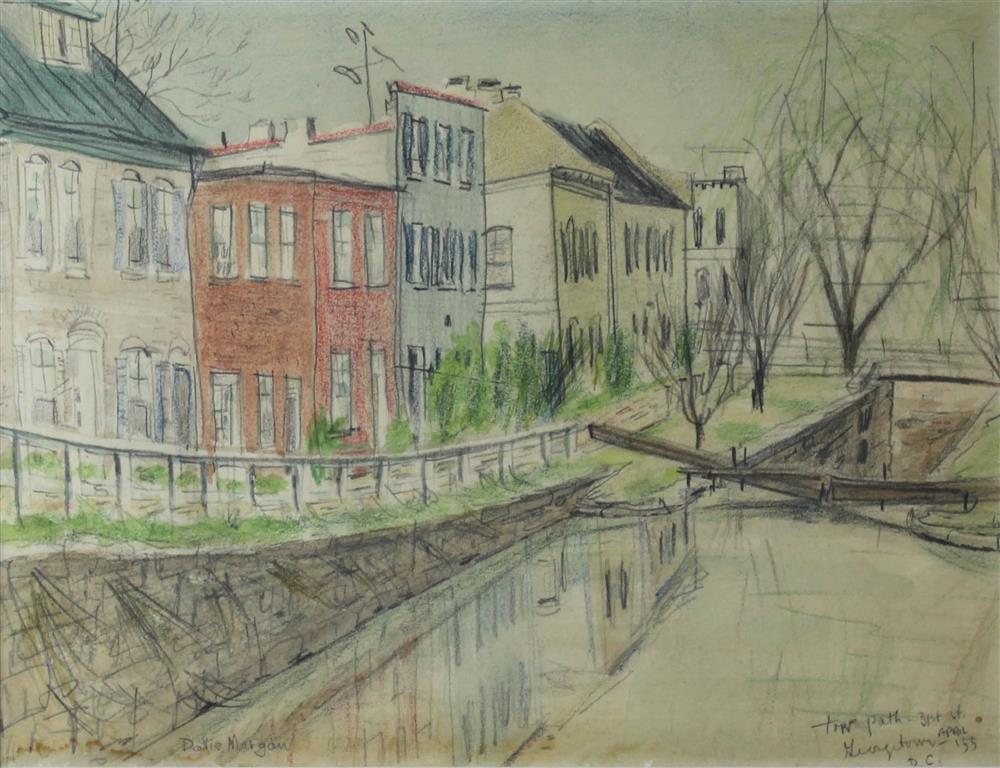 Appraisal: DOLLIE MORGAN TOW PATH ST STREET GEORGETOWN APRIL Watercolor and