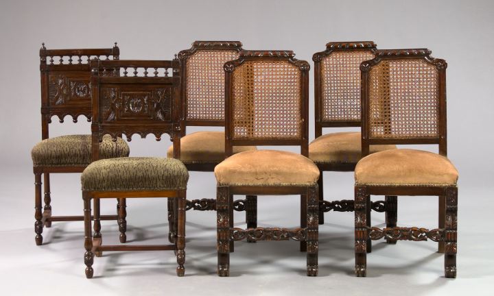 Appraisal: Suite of Six Harlequin Henri IV-Style Mahogany Sidechairs consisting of