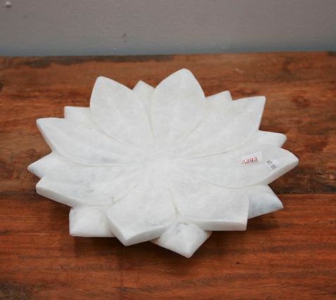 Appraisal: A white marble bowl carved as a lotus contemporary cm