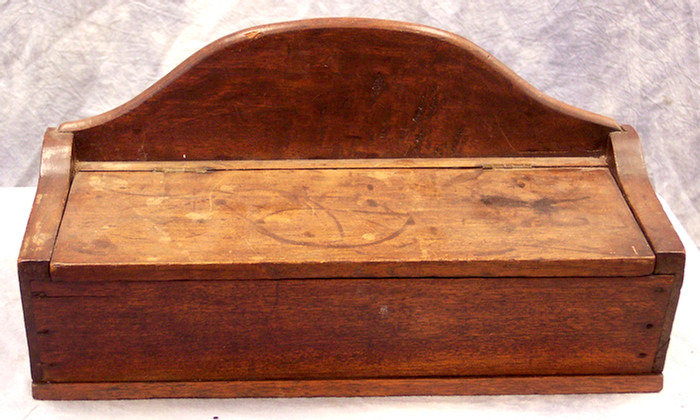 Appraisal: Walnut double lift lid knife box nailed construction l w