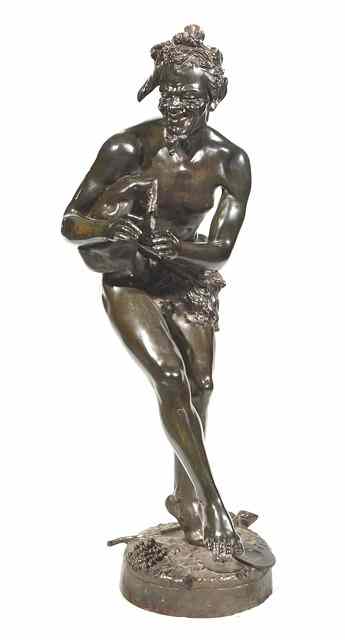 Appraisal: A BRONZE FIGURE of Pan with pipes and on a