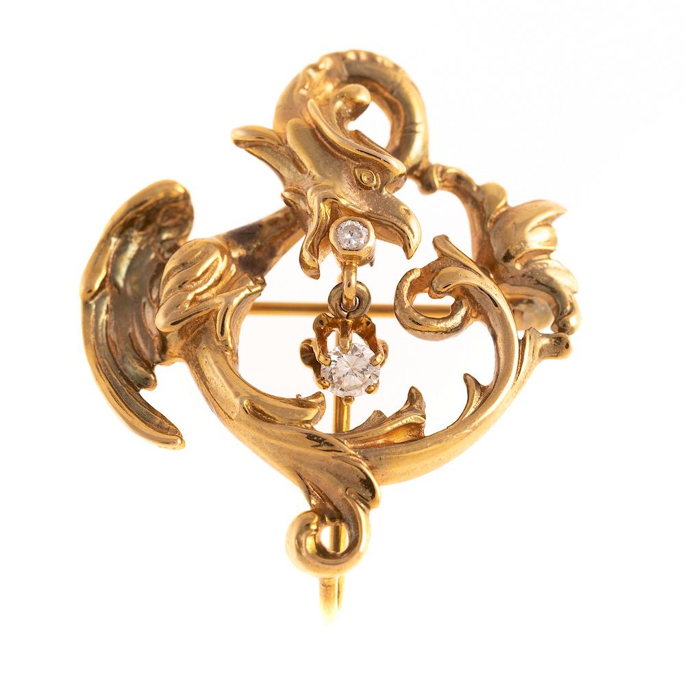 Appraisal: A K Diamond Dragon Pin Pendant by K Goldschmidt K