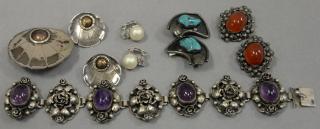 Appraisal: Ten piece silver lot with four pairs of earrings one