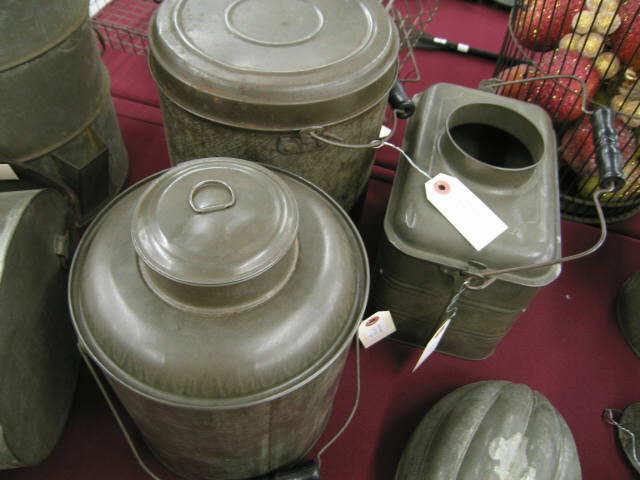 Appraisal: Pcs Victorian Tin two covered pails one open all have