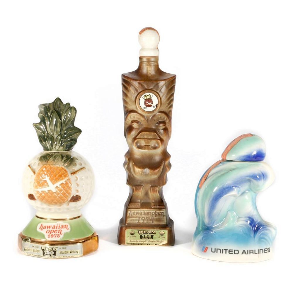 Appraisal: Three Jim Beam Hawaian Golf tournament commemorative bottles Three Jim