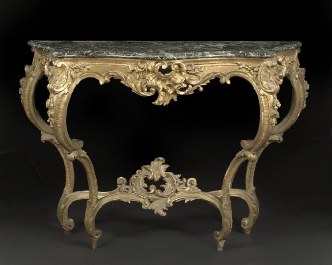 Appraisal: Louis XV-Style Giltwood and Marble-Top Side Table fourth quarter th