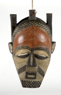 Appraisal: Vintage African tribal mask h Hand carved and hand decorated