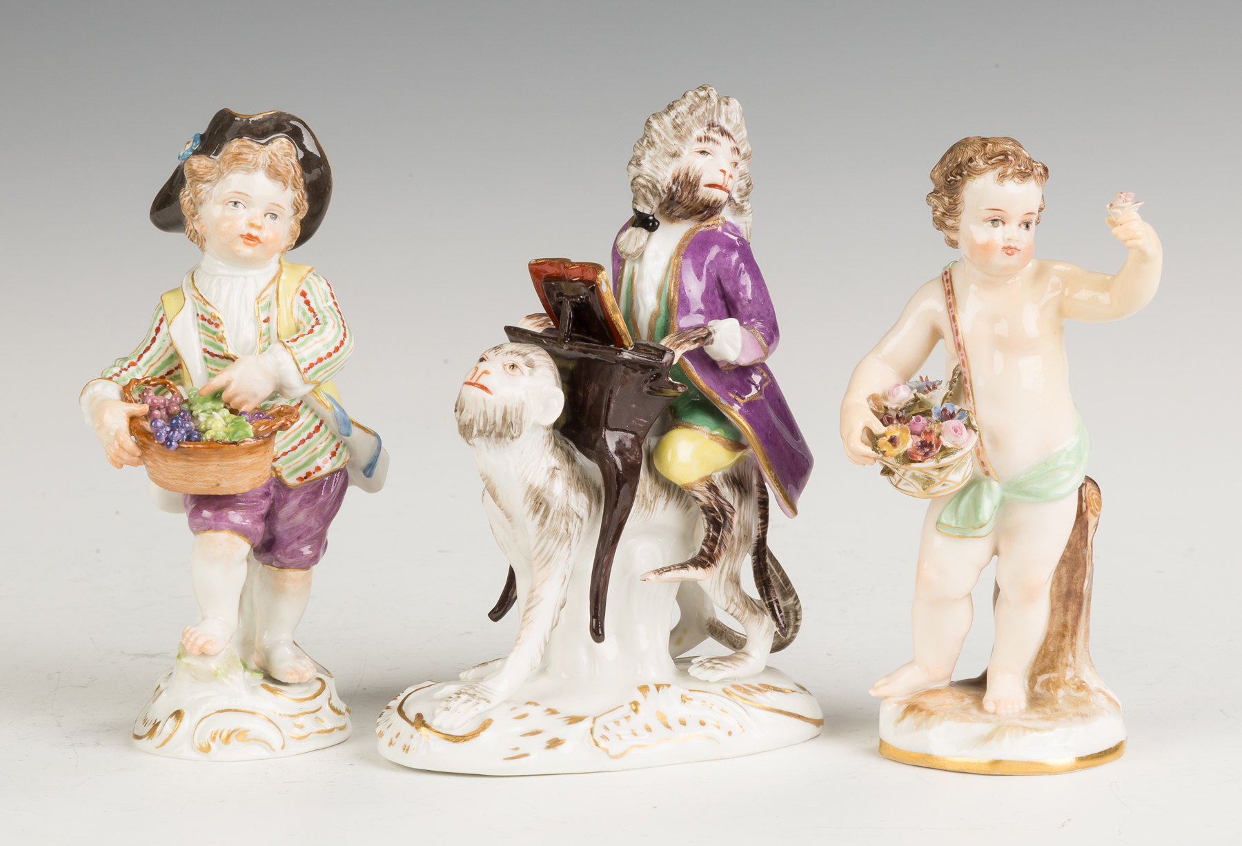 Appraisal: Three Meissen Figures th century Blue crossed swords mark