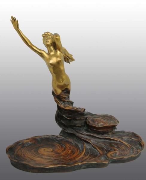 Appraisal: Bronze Inkwell with Art Nouveau Woman Description Inkwell depicts woman