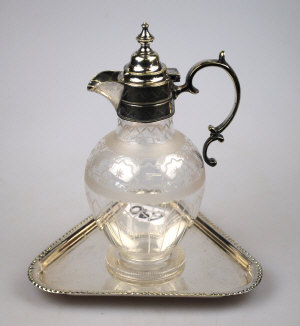 Appraisal: A Victorian etched glass small claret jug with ep collar