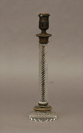 Appraisal: Glass Candlestick Mounted as a Lamp