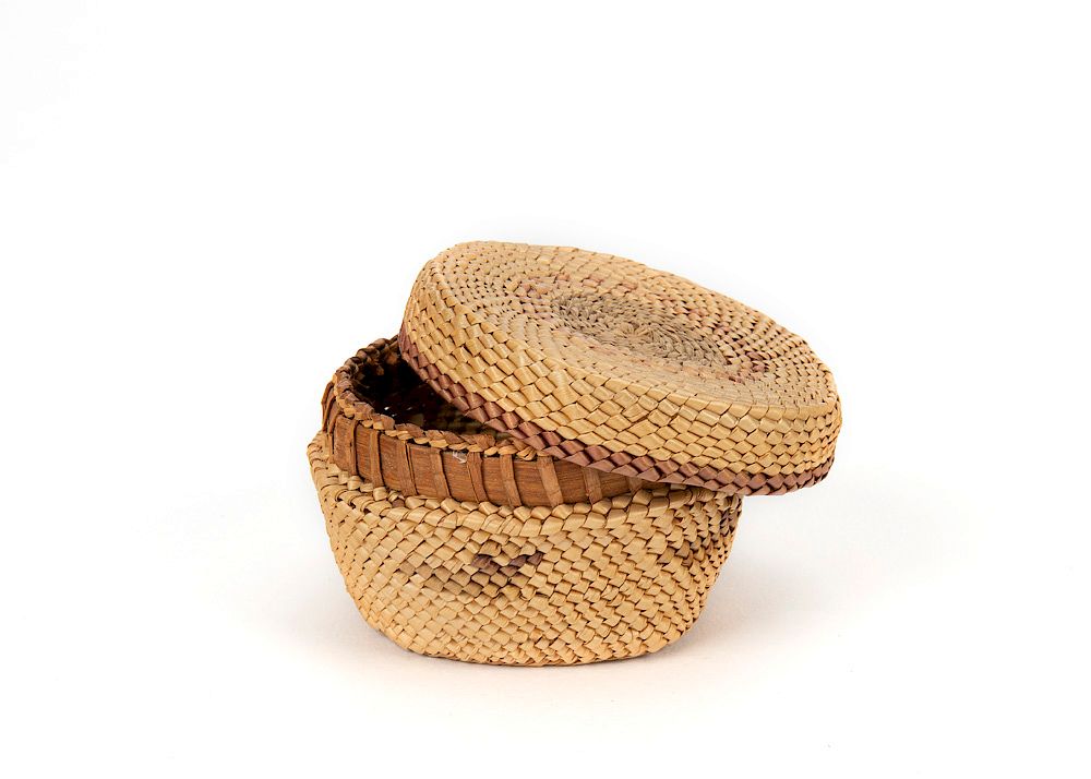 Appraisal: Makah NW Coast Basket with Lid Makah NW Coast Basket