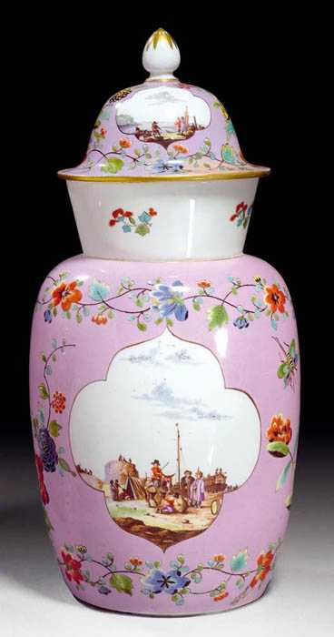 Appraisal: AUGUSTUS REX COVERED VASE Meissen circa Painted on both sides