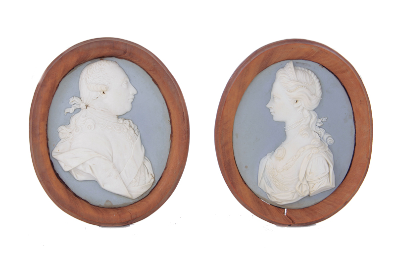 Appraisal: Wedgwood jasperware plaques William Hackwood working - KING GEORGE III