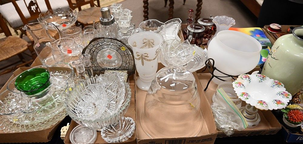 Appraisal: Eight Tray Lots of Glass to include a cut glass