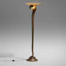 Appraisal: Edgar Brandt attribution La Tentation floor lamp France c gilt