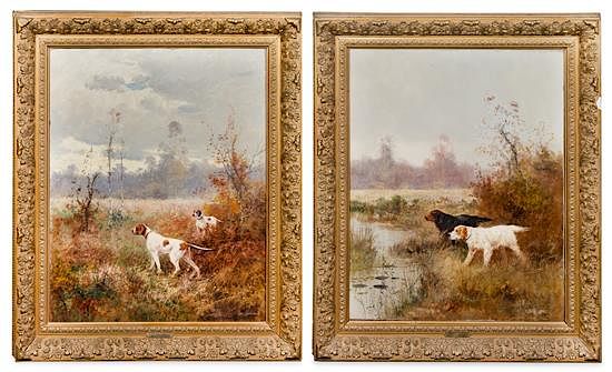 Appraisal: J Reeve Early th Century Hunting Dogs two works J