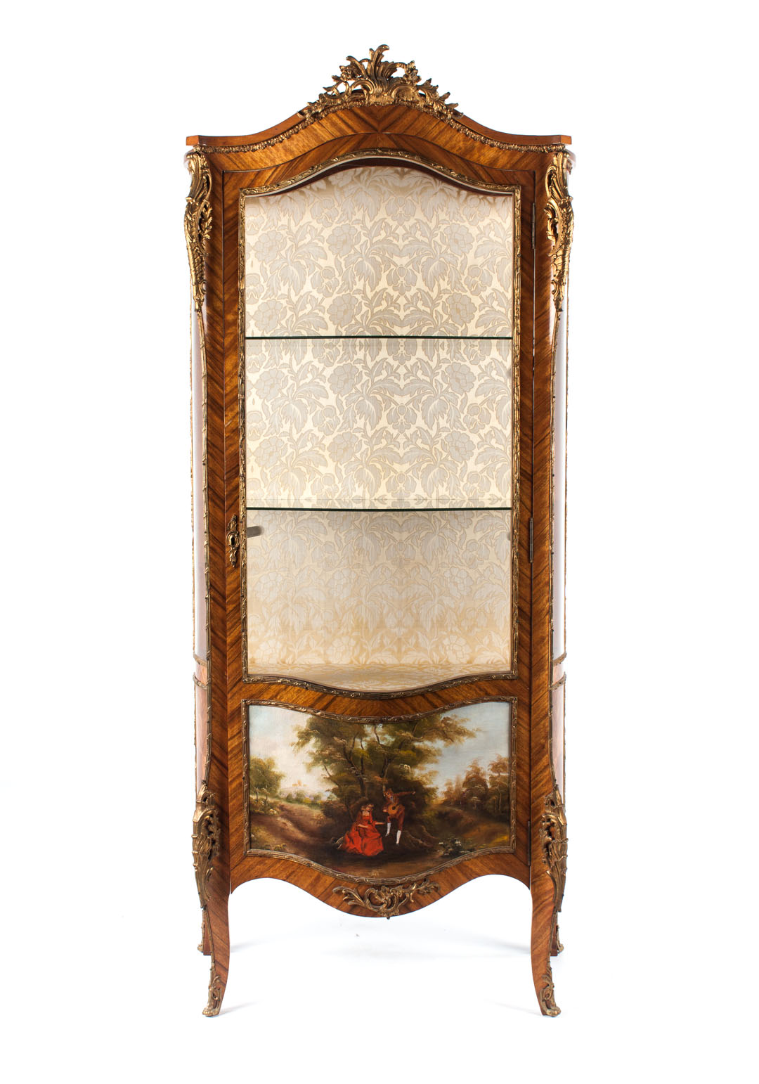 Appraisal: Louis XV style rosewood vitrine Domed top with cast brass