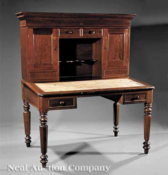 Appraisal: An American Walnut Plantation Desk mid- th c the superstructure