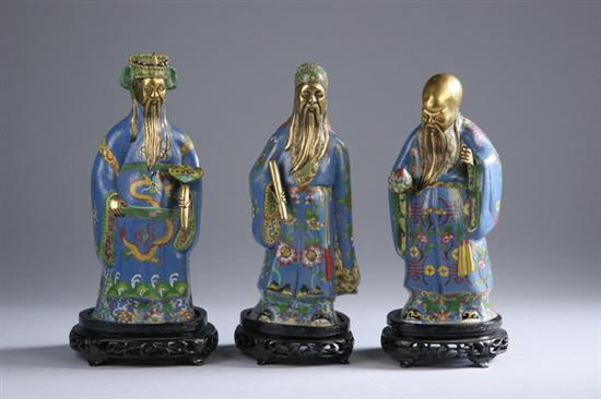 Appraisal: CHINESE CLOISONN FIGURES OF FU LU AND SHOU th century