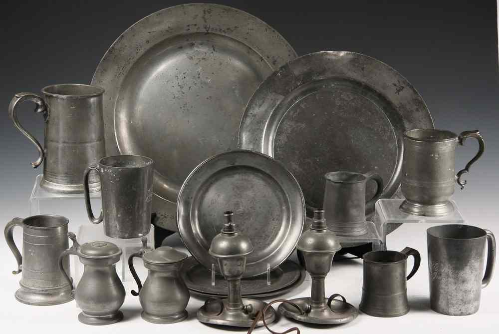 Appraisal: PCS EARLY PEWTER - th- th c Pewter including Quart